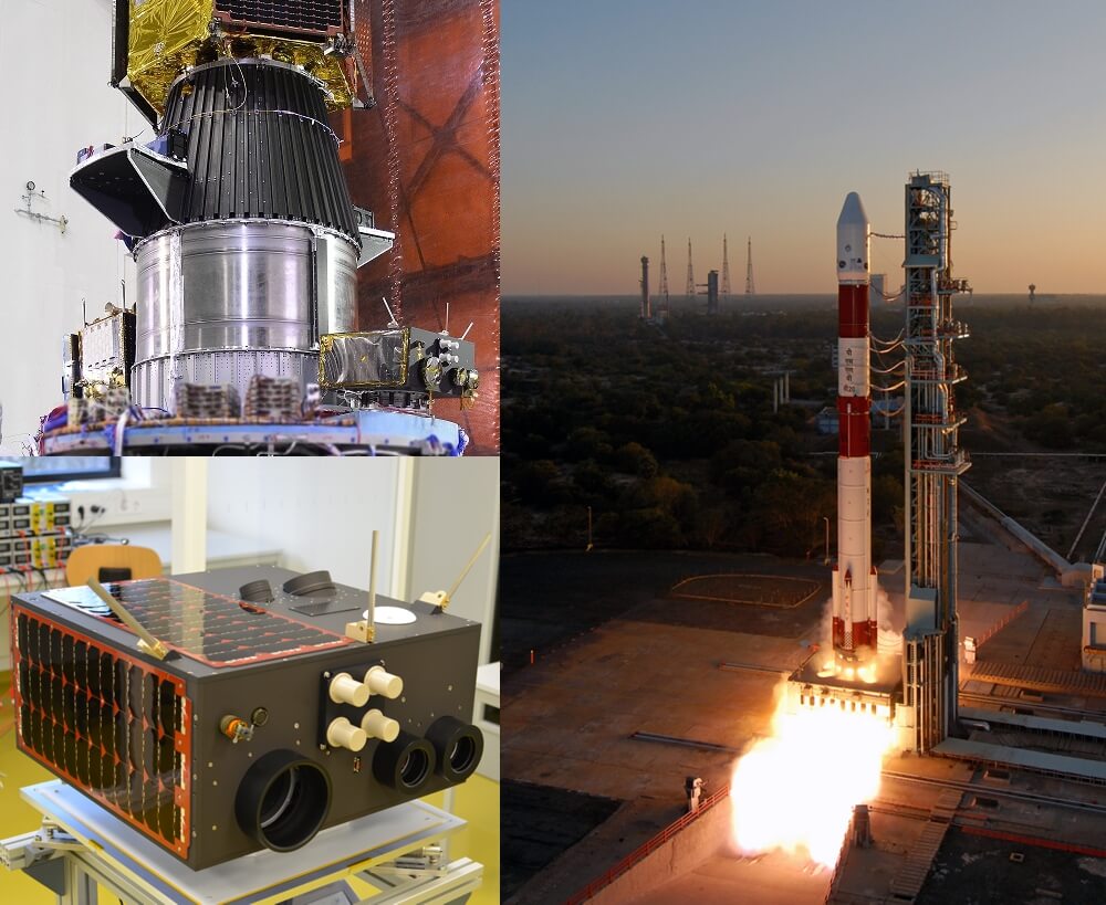 Quelle: Berlin Space Technologies GmbH (Bilder links oben/unten) | Indian Space Research Organisation (Bild rechts)